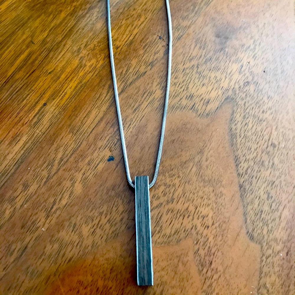 Unique Wood & Sterling Silver Chain, Pendant & Clasp